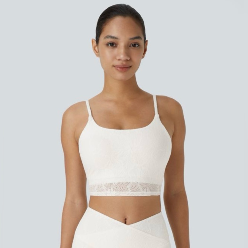 NWOT Halara Low Support Lace Overlay Cropped Yoga Sport bra size L